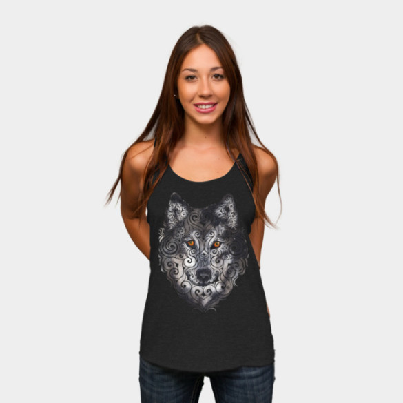 Swirly Wolf T-shirt Design by VectorInk woman tee