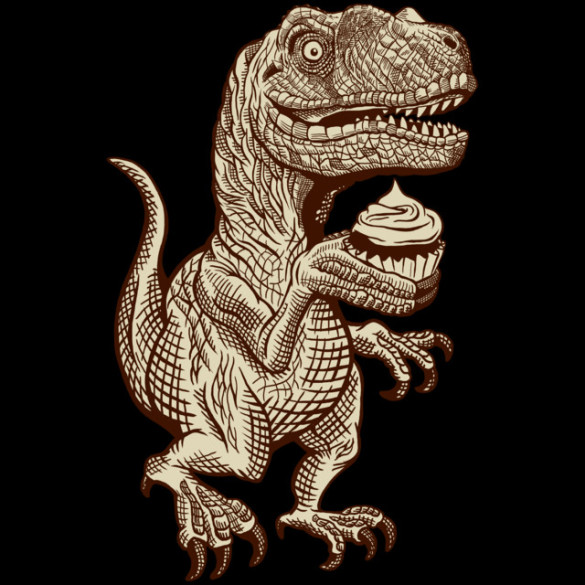 Velociraptors love cupcakes! T-shirt Design by herky