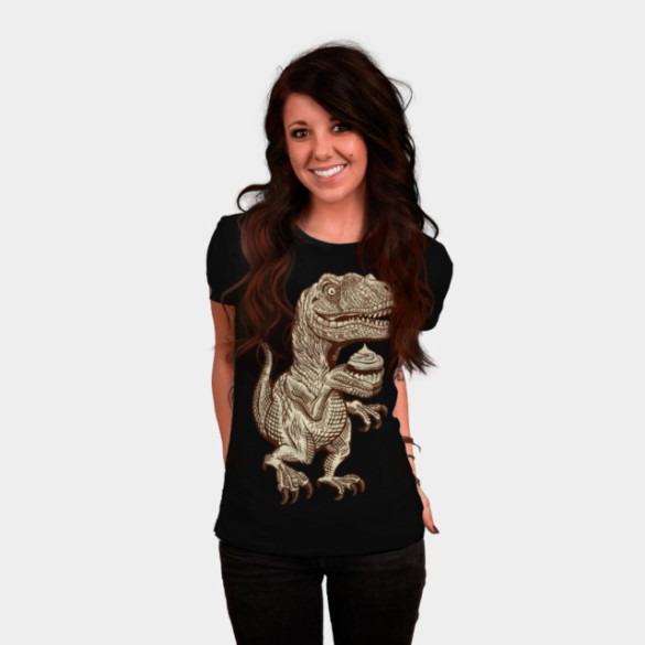 Velociraptors love cupcakes! T-shirt Design by herky woman
