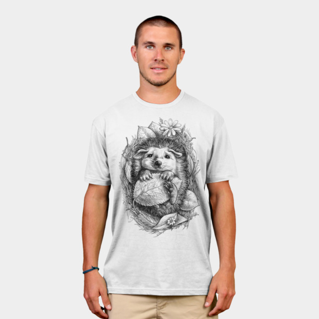 Little Hedgehog T-shirt Design by elinakious man