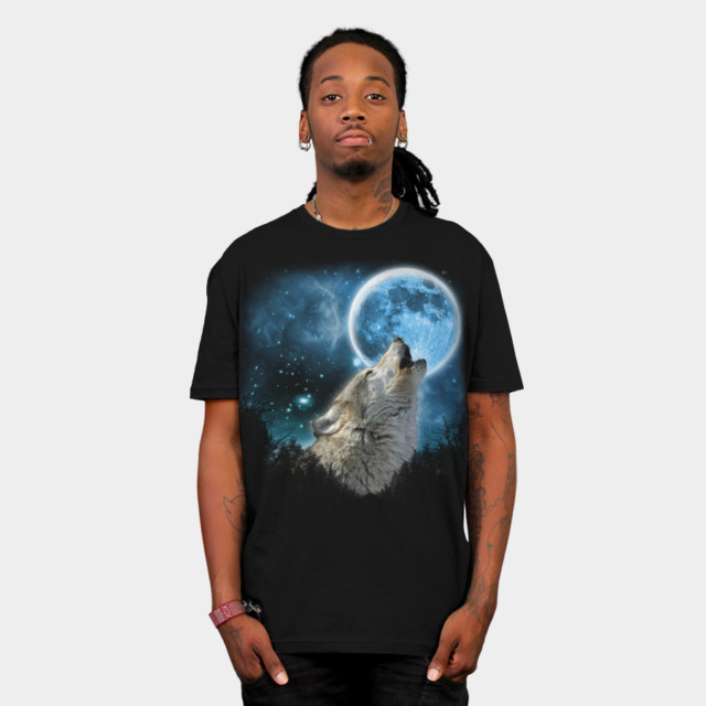 Silver Wolfs Skylight T-shirt Design by comdo99 - Fancy T-shirts
