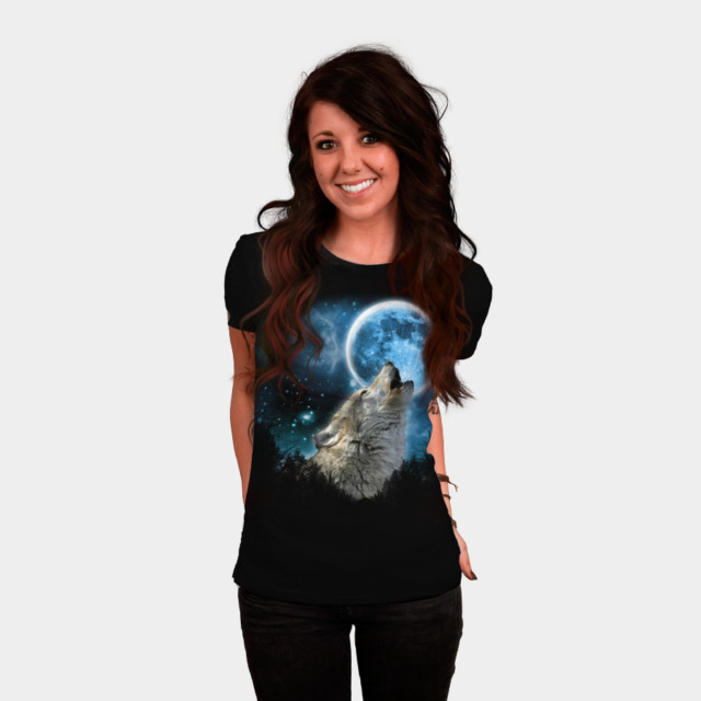 Silver Wolfs Skylight T-shirt Design by comdo99 woman
