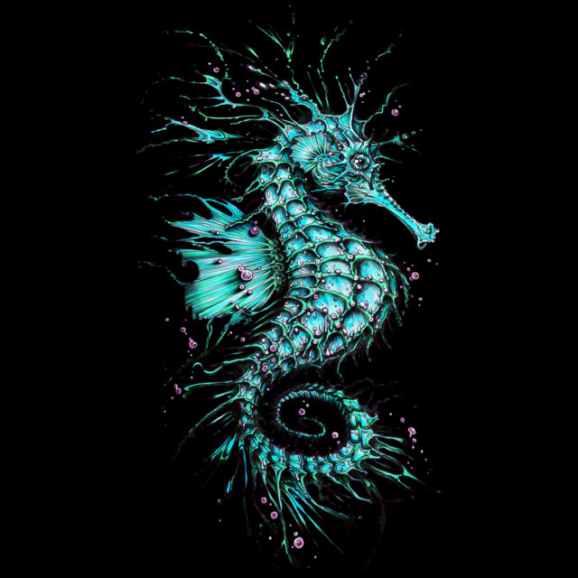 Cyan Seahorse T-shirt Design by TAOJB image