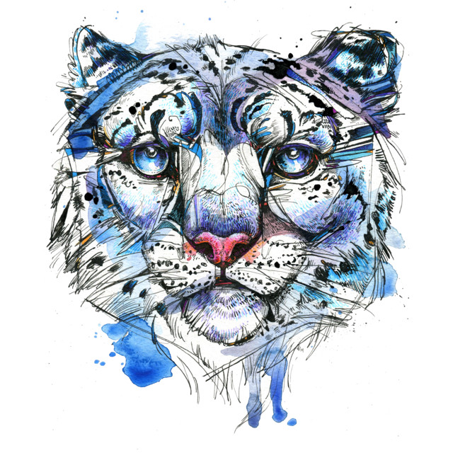 Icy Snow Leopard T-shirt Design by AbbyDiamond design