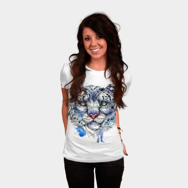 Icy Snow Leopard T-shirt Design by AbbyDiamond woman