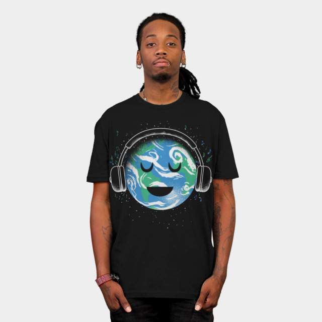 The whole earth loves music T-shirt Design by biotwist man