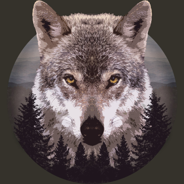 Forest Wolf T-shirt Design by Mel00 design