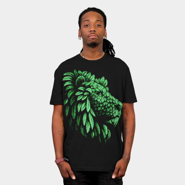 Green Lion Save the nature T-shirt Design by Teehunter man