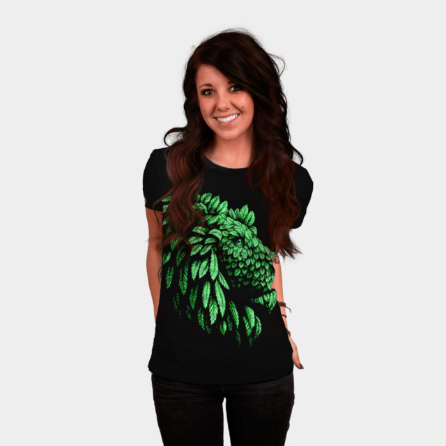 Green Lion Save the nature T-shirt Design by Teehunter woman