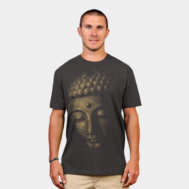 Halftone Buddha Face T-shirt Design by trashscan man