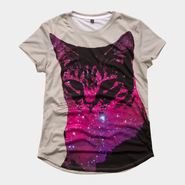Space Cat T-shirt Design by blindmelon woman
