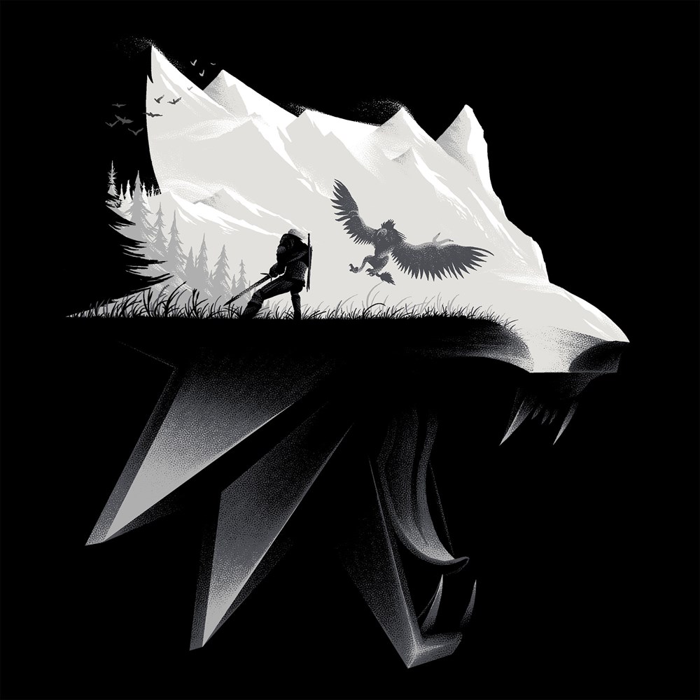 the-witcher-3-wolf-silhouette-t-shirt-design