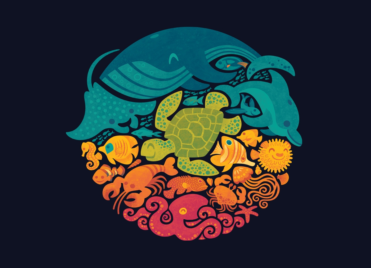 aquatic-rainbow-t-shirt-design-by-waynem-design