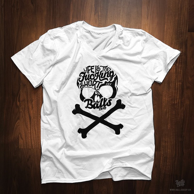 BALLS DEEP SKULL T-SHIRT T-shirt Design white