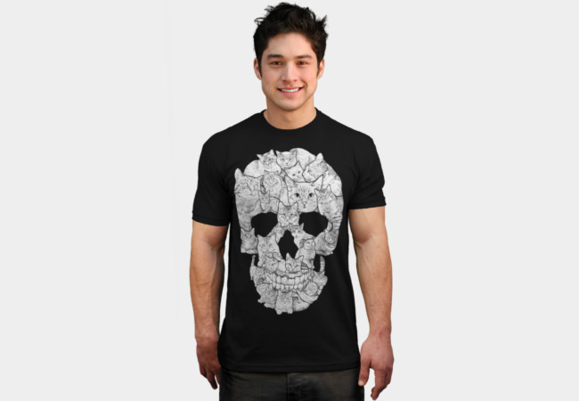 Sketchy Cat Skull T-shirt Design by Dinny man