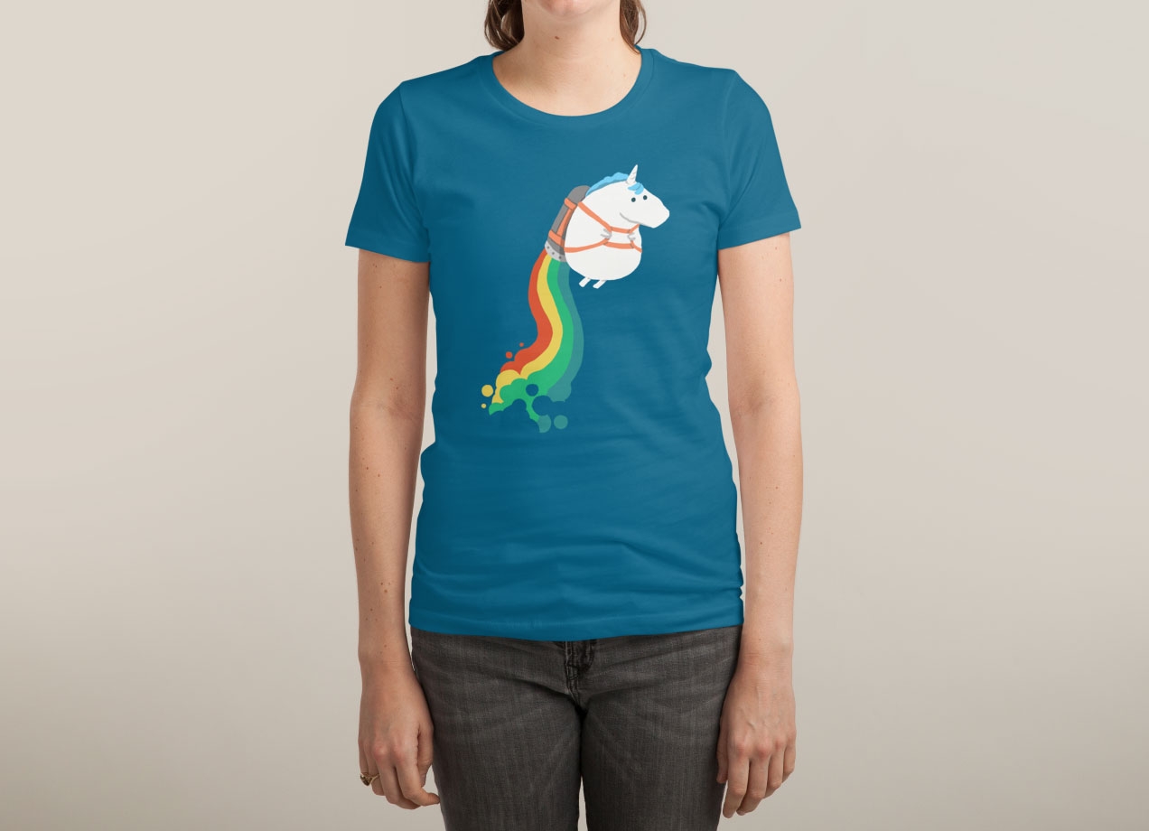 FAT UNICORN ON RAINBOW JETPACK T-shirt Design woman