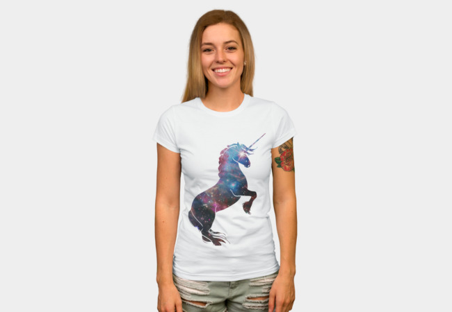 Space unicorn T-shirt Design by TshirtsDen woman