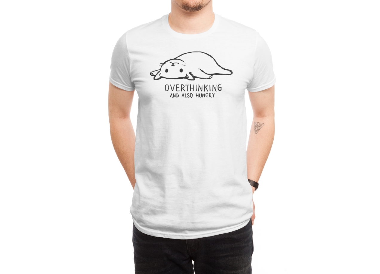 OVERTHINKING AND ALSO HUNGRY T-shirt Design by Fox Shiver man