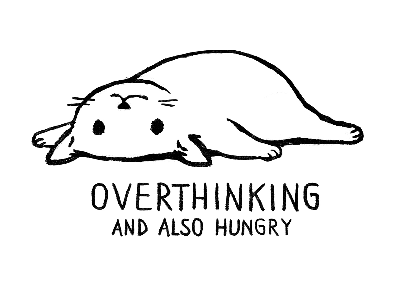OVERTHINKING AND ALSO HUNGRY T-shirt Design by Fox Shiver min