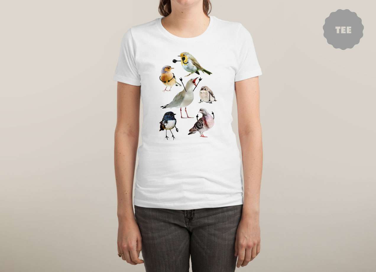 BIRDS WITH ARMS T-shirt Design by Nicholas Ginty woman tee