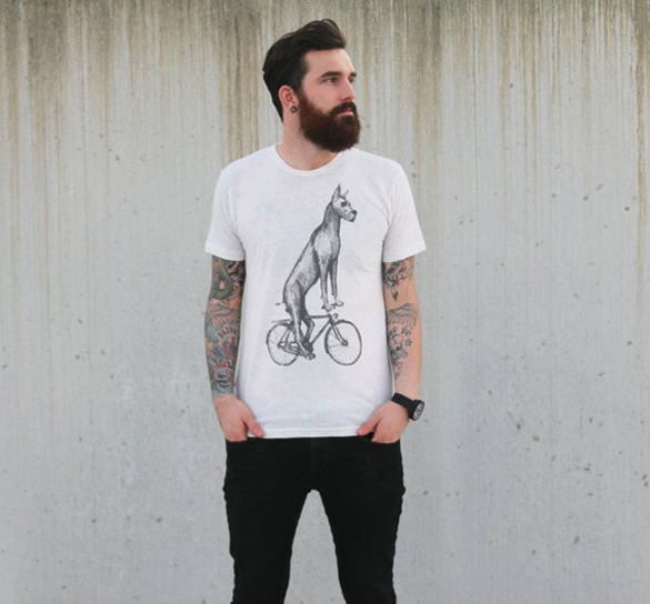 Great Dane on a Bicycle unisex T Shirt design