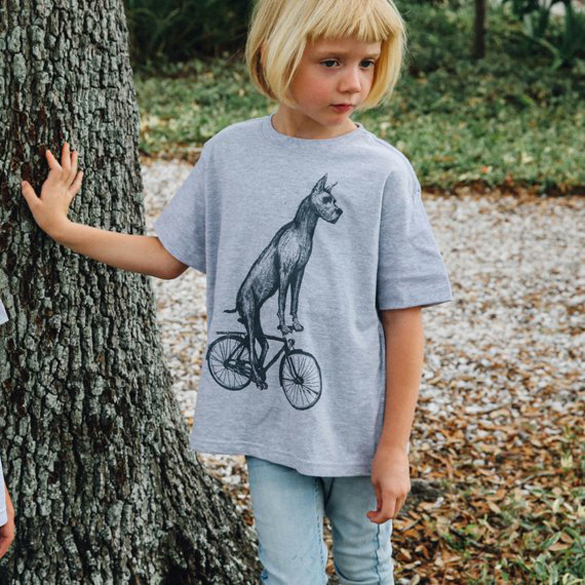 Great Dane on a Bicycle unisex T Shirt design
