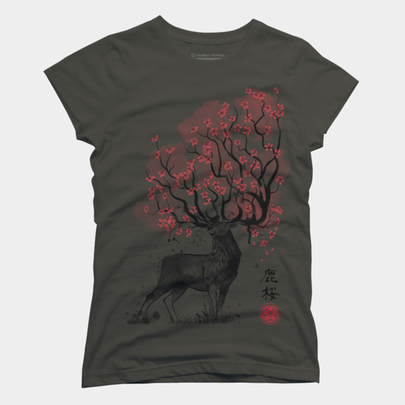 Sakura Deer, t-shirt design by DrMonekers