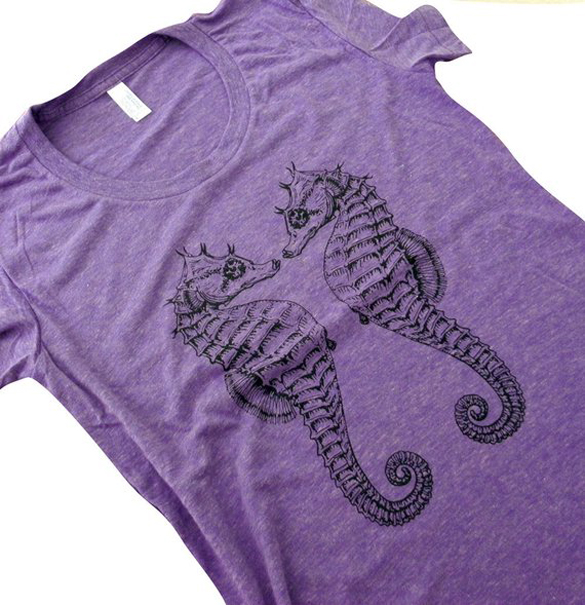 Seahorse T Shirt design - Sea Horse Twins Ladies