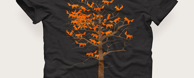 "Blazing Fox Tree" t-shirt design by 38Sunsets