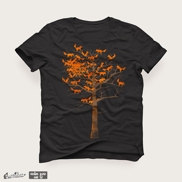 "Blazing Fox Tree" t-shirt design by 38Sunsets