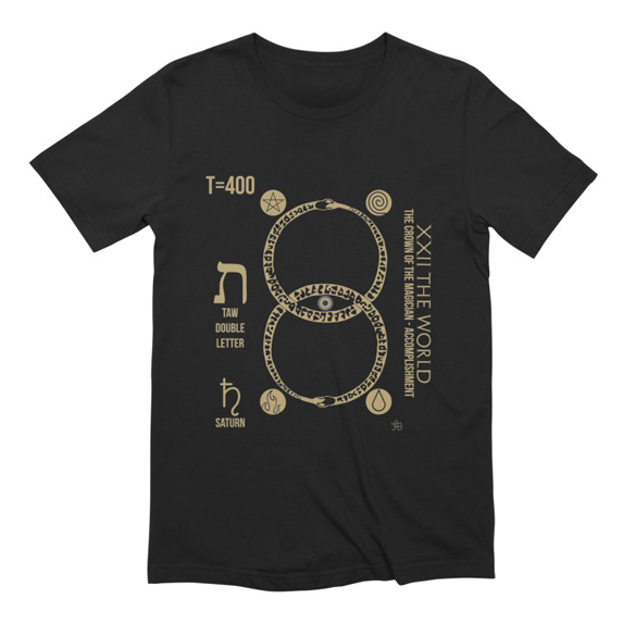 Papus 22 The World Gold on Black t-shirt design