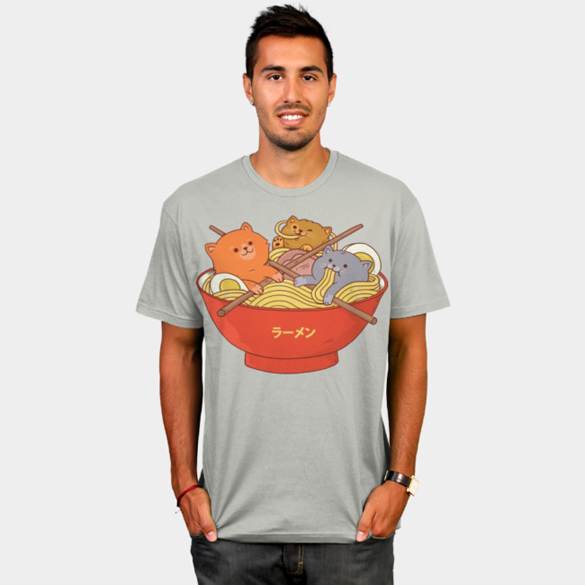 Ramen noodles and cats t-shirt design - Fancy T-shirts