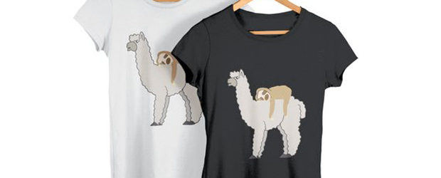 Sloth & Llama Unisex Short Sleeve T-Shirt design