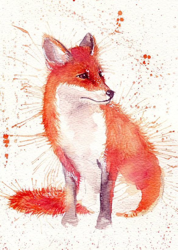 Splatter Fox Watercolour t-shirt design by Katherine Williams