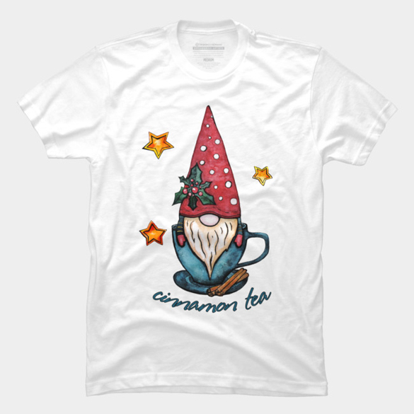 Christmas gnome in the blue cup, Cinnamon tea t-shirt design
