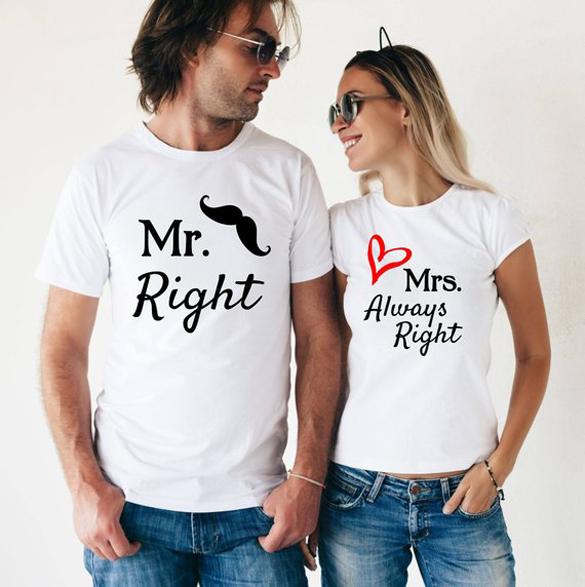 Matching Mr. Right And Mrs. Always Right T-Shirts design