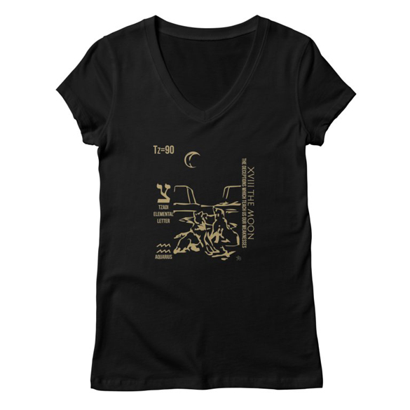 Papus 18 The Moon Gold on Black t-shirt design