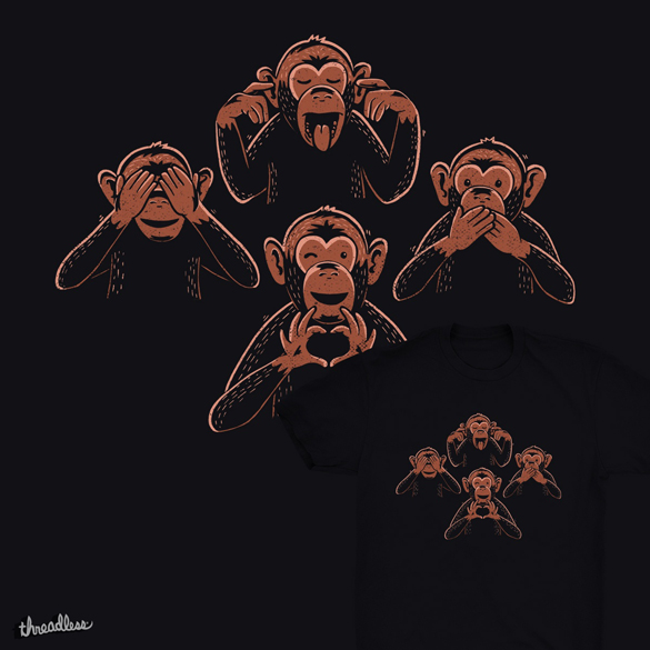 Three Wise Monkey And One Lover t-shirt design