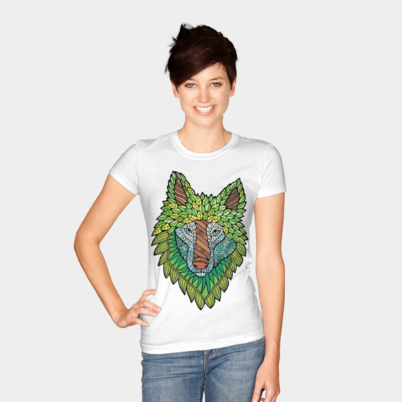 Fantastical Forest Timber-Wolf t-shirt design