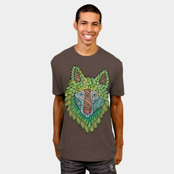 Fantastical Forest Timber-Wolf t-shirt design