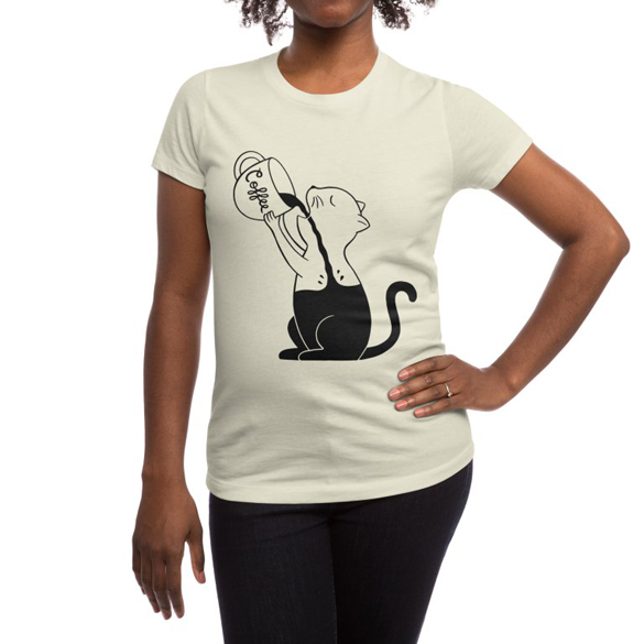 Cat and coffee t-shirt design