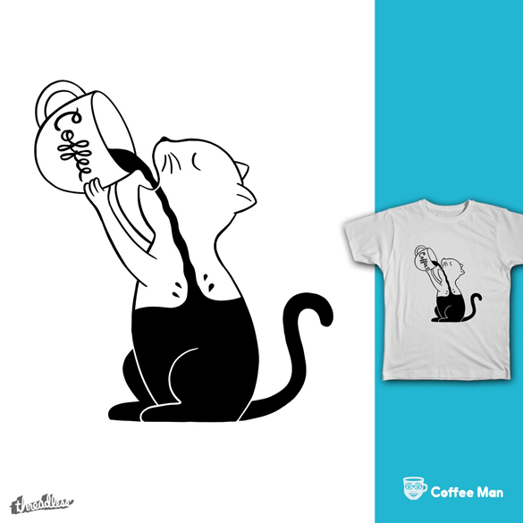 Cat and coffee t-shirt design
