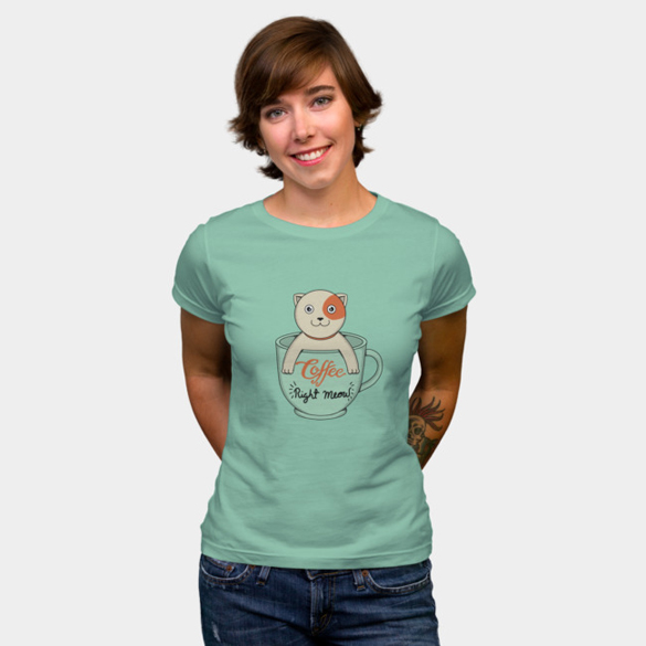 Cat Coffee Right Meow t-shirt design