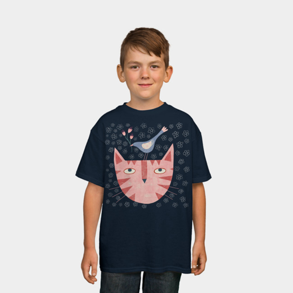 Cat Bird Flower t-shirt design