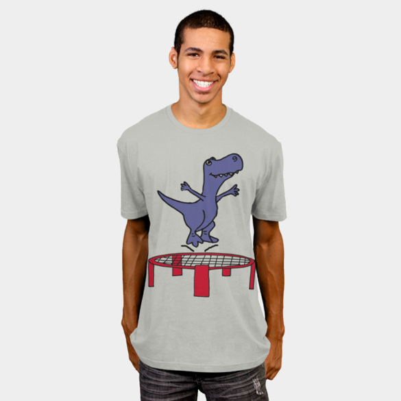 T-rex Dinosaur Jumping on Trampoline t-shirt design - Fancy T-shirts