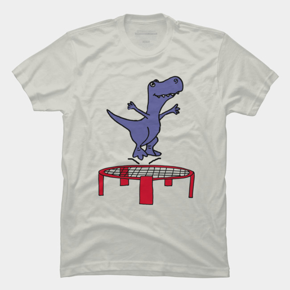 T-rex Dinosaur Jumping on Trampoline t-shirt design