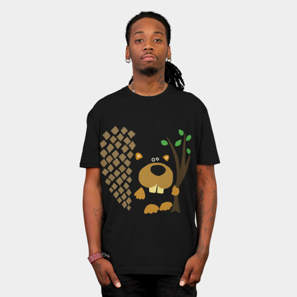 Funny Funky Beaver with Branch t-shirt design