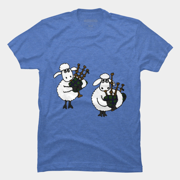 White Sheep Playing Bagpipes t-shirt design