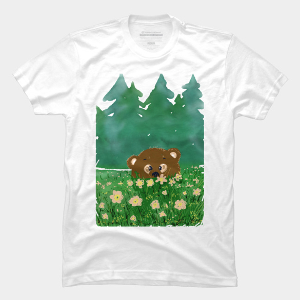 Bear in flowers t-shirt design
