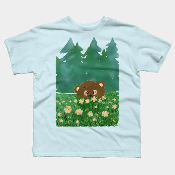 Bear in flowers t-shirt design